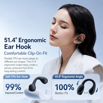 Wired Clip-On Headphones that are Comfortable for Long Wear, Compatible with Phones, Computers, Gaming, Live Streaming, Karaoke, Featuring in-Line Controls with a Microphone for Calls