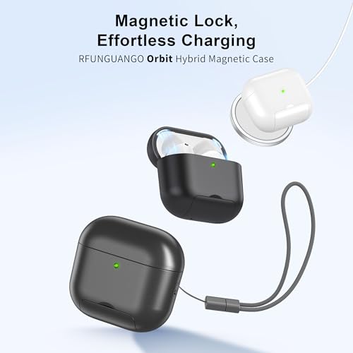 RFUNGUANGO AirPods 4 Case with Magnetic Lid Phone Stand, Grey | Compatible with AirPods Pro 4th Generation, Wireless Charging Compatible with Cleaning Kit & Lanyard - color: WCW-Grey, size: AirPods 4 Case