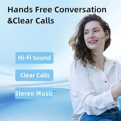 Bluetooth Headset Wireless Earpiece Single Ear Earphones for iOS Android | Noise Canceling Microphone 160H Standby Time Hands Free Calling for Business Office Gaming Samsung Phones