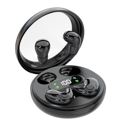 Earbuds,Mini Invisible Sleep Earbuds,Bluetooth 5.4 Ultra-Stylish Headphones for Sleep,Comfortable Blocking Noise,2-Pack Small mini Invisible Wireless Earbuds for Sleeping (Black) - color: Black