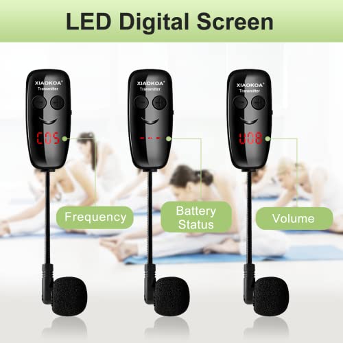 Wireless Microphone Headset,UHF Head Mic Speaker System for Fitness | USB-C Charging, Headset Microphones for Voice Amplifier Speaker, with LED Digital Display, for Teaching Instructor Tour Guide