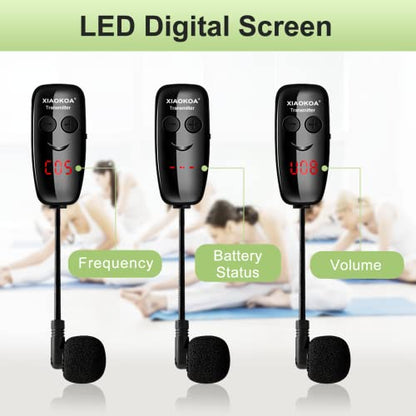 Wireless Microphone Headset,UHF Head Mic Speaker System for Fitness | USB-C Charging, Headset Microphones for Voice Amplifier Speaker, with LED Digital Display, for Teaching Instructor Tour Guide