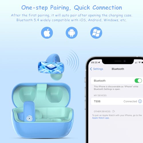 BANIGIPA Kids True Wireless Earbuds, Open Ear Headphones for Boy Girl Teen - color: Blue