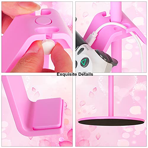 Controller Holder Pink,Headphone Stand,3 Tier Multi Adjustable Game Controller Headset Hanger for All Universal Gaming PC Accessories, Xbox PS4 PS5 Nintendo Switch(Cute Pink) - color: Cute Pink