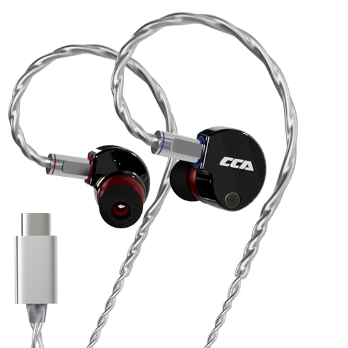 CCA Phoenix in-Ear Monitor Headphones – Dual-Magnet Dynamic Driver IEM with HiFi Clear Sound & Deep Bass, Full-Metal Professional Gaming Earbuds for Musicians, Singers, and Audiophiles(USB C Plug) - color: Dark-Grey, style: Without Mic,USB-C