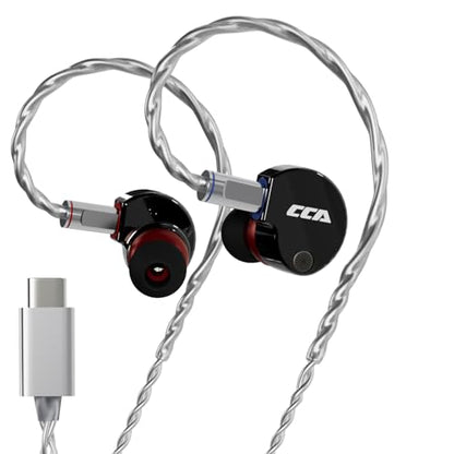 CCA Phoenix in-Ear Monitor Headphones – Dual-Magnet Dynamic Driver IEM with HiFi Clear Sound & Deep Bass, Full-Metal Professional Gaming Earbuds for Musicians, Singers, and Audiophiles(USB C Plug) - color: Dark-Grey, style: Without Mic,USB-C