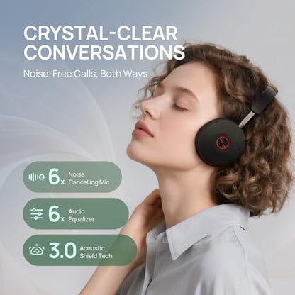 Yealink WH68 Hybrid Wireless Headset with Noise Cancelling Mic for Office | ANC Headphones,DECT and Bluetooth Dual-Connect,Teams Certified,6 Mics,492ft Range,32H Call Time,PC/Laptop/Desktop/Work/Zoom