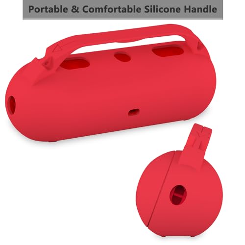 Silicone Cover Case for Beats Pill 2024 Wireless Bluetooth Speaker | Protective Stand Holder for Beats Pill Bluetooth Speaker Accessories With Should Strap (Black Case) - color: Red Case