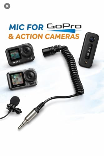 Noise Canceling Short Wire Microphone for Motovloggers Compatible with Gopro Hero 7/8/9/10/11/12 Mediamod/Mic Adapter and All Action Camera
