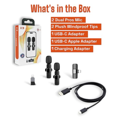 JLB Wireless Lavalier Lapel Microphone 2-Pack for iPhone, iPad & USB-C