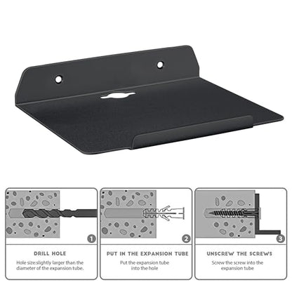 8''W x 6.3''D Small Floating Metal Wall Shelf,Deep Floating Shelves for Speakers,Cameras,Routers,Heavy Duty Metal Floating Wall Shelf with Ledge for Bedroom,Bathroom,Living Room,Black - color: 8‘’black