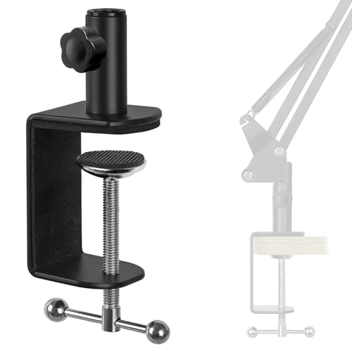 Metal Desk Clamp for Mic Stand, C-Mount Boom Arm Table Clamp, Side Knob Adjustment, Suitable for Desktops up to 2.24”/5.7cm Thick