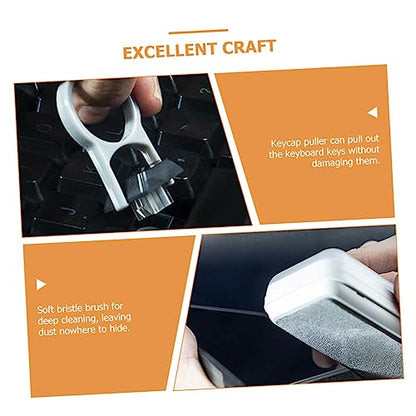 Headphone Cleaning Kit with Keycap Puller, White ABS PC Brush