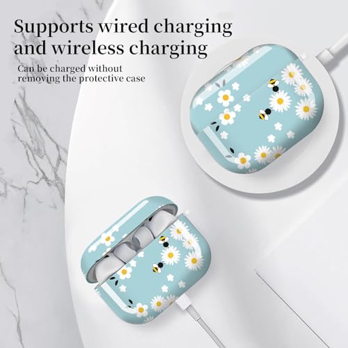 for AirPods Pro 3 Case (2025), Cute Cover Compatible with AirPod Pro 3rd Generation Shell with Rose Gold Keychain Earbuds Case for Women（Cute bee） - color: Cute bee