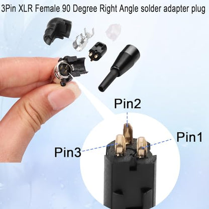 QIANRENON 90° Angle Mini XLR Solder Adapter Microphone Socket Gold Plated 3Pin Mini XLR Female Right Angle Soldered Audio Connector 3Pin Mini XLR Welded Curved Plug, for DIY/Repair Mini XLR (Female) - style: Female
