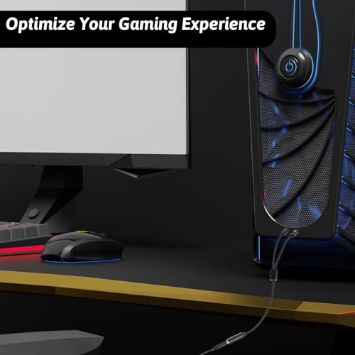 Headphone Splitter for PC, Braided 3.5mm TRRS Female to Dual TRS Male Headset Splitter, Y Audio Splitters Cable Cord for Gaming Headphone Microphone Computer Speaker Laptop, Black