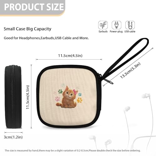 Rectangle Shaped Portable Protection Earphone Case Lightweight Universal Carrying Bag Wired/Bluetooth Headset Box Storage Pouch(Cat) - color: Cat