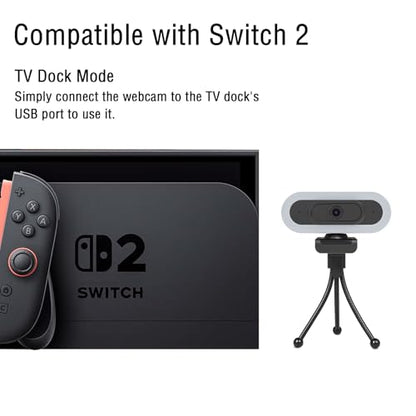 W4 2K Autofocus Webcam with Dual Mics & LED Light - color: Black-W4 2K Autofocus