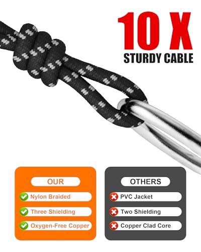 Long XLR Cables 150ft (46m), Nylon Braided XLR Extension Microphone Cable, OFC Shielded and Balanced XLR Male to Female Mic Cord for Preamp Recording Mixer Amplifie Speaker Black | OFC conductors, double shielding, balanced 3-pin XLR, metal connectors, fo