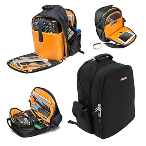 Prime DJ Backpack for DVS, Mobile, or Club Gigs, Bag Carry Mixers S9, 62, etc., Laptop, Stand, Tablet, Headphone, Vinyl Records, USB Mobile Devices, Needle Case, Cables, Microphone & More