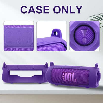 co2CREA Silicone Case for JBL Flip 7 Portable Waterproof Speaker, Purple | Portable Travel Soft Cover with Detachable Shoulder Strap, Protective Skin Case, Hands-Free Carrying, Lightweight - color: Purple Case