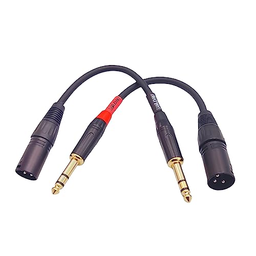 Sam&Johnny 1/4 to XLR Cable 6 Inch 2-Pack, Balanced Patch Cable TRS Male to XLR Male for Studio Monitor, Mixer & Amplifier – 24K Gold Plated, OFC Recording & Live Sound