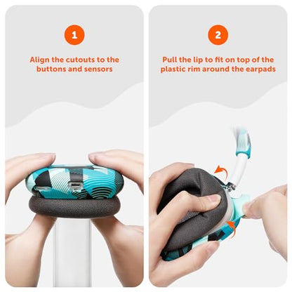 WC ShellZ Max - Protective Shell Covers for AirPods Max 1 & 2 | Made by Wicked Cushions | Made with Premium Silicone | Cyan Prism - color: Cyan Prism
