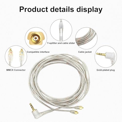 Replacement Detachable Earphone Cable Compatible with Shure SE215 SE315 SE425 SE535 SE846 64 Inch