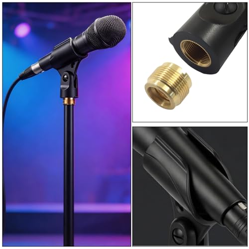 2 Pack Universal Microphone Clip Holder | Suitable Handheld Microphones, 5/8" Male to 3/8" Female Adapter, Compatible Mic Stand, For Musicians/Performers - size: 2 Clips (No adjustment knob)