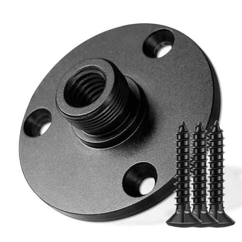 KB48 Podium Microphone Flange Mount with Pad, 5/8-27 Male, 3/8-16 Female | Gooseneck Boom Arms Mic Stand Base for Lecterns, Desks, Table, 2 in Metal Plate with 3 Screws Included - color: FLANGE MOUNT (1PCS)