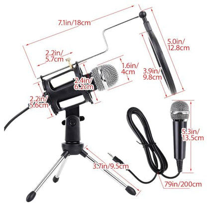 Japard Gaming USB Microphone for PC High Sensitivity, Mini Condenser 3.5 mm Plug for iPhone iPad Android, Broadcast Music Recording Set for Computer Meeting Podcast, Gift for Kids