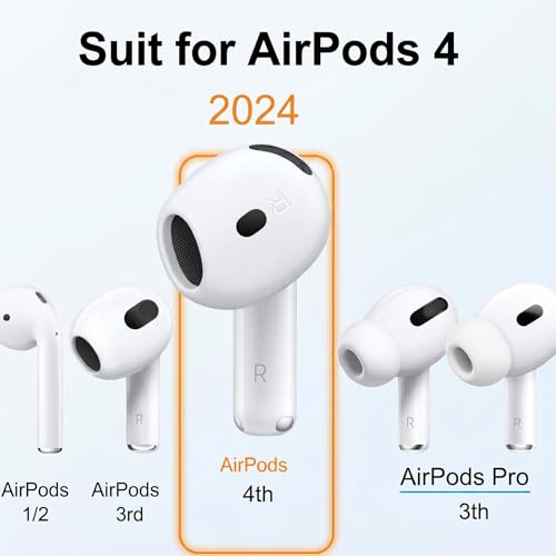 6 Pairs Ear Cover for AirPods 4, Anti Slip Ultra Thin Soft Air Pod 4 Accessories Compatible with Apple AirPods 4 Generation (Black & White)