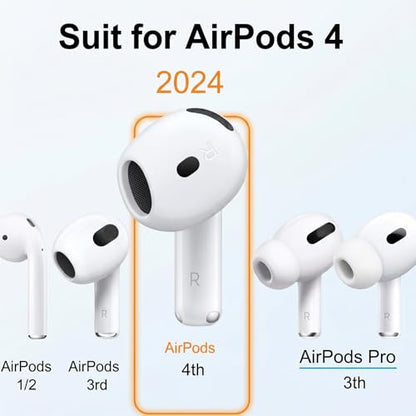6 Pairs Ear Cover for AirPods 4, Anti Slip Ultra Thin Soft Air Pod 4 Accessories Compatible with Apple AirPods 4 Generation (Black & White)