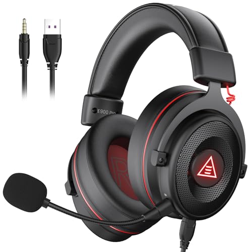 EKSA E900 Pro USB Gaming Headset for PC - Computer Headset with Detachable Noise Cancelling Mic, 7.1 Surround Sound, 50MM Driver - Headphones with Microphone for PS4/PS5, Xbox One, Laptop, Office | Computer Headset with Detachable Noise Cancelling Mic, He