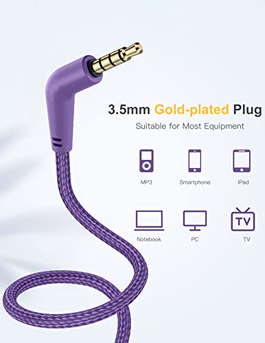 Nabevi Headphones for Kids for School, Kids Headphones with Microphone, Sharing Function, 85dB/94dB Safe Volume Limit, HD Sound, Over Ear Kid Headphone for School, On-line Study, Travel, Purple - color: Purple
