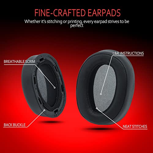 Krone Kalpasmos Replacement Earpads for Sony WH-H900N h.Ear on 2 & Sony MDR-100ABN Headphones, Sony Headphone Cushions Compatible with Sony 900N, Sony WH H900N earpads with Soft Foam Leather(Black) - color: Black