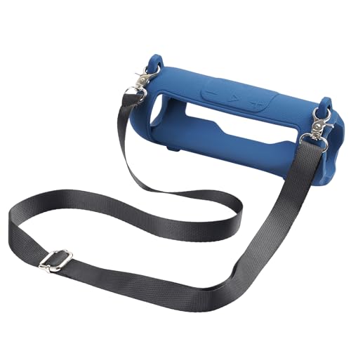 Silicone Cover Compatible with JBL Flip 7 Waterproof Portable Speaker with Shoulder Strap (Blue) - color: Blue