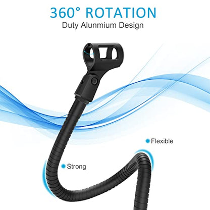 ZealSound Microphone Stand Gooseneck 19”, Flexible Clamp-On Desktop Mic Stand with 360° Adjustable Arm, 3/8" to 5/8" Adapter, Heavy-Duty Desk Mount, for Podcasting, Streaming, Podium & Public Speaking - size: 19 inch