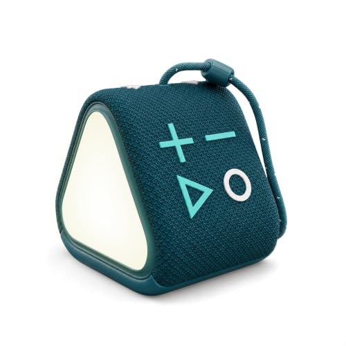 HUMM GLO Compact Waterproof & Dustproof Portable Bluetooth Speaker, Black | Features Ambient LED Lights & Hanging Strap, Stereo Pairing, Up to 18 Hours Playtime, Perfect for Travel, Bike & Beach - color: Green