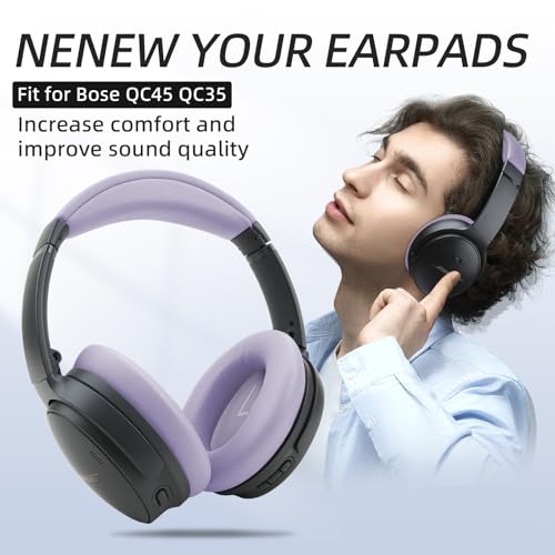 Ear Cushions and Headband Cushion Foam for Bose QuietComfort 35 45 (QC35 QC45) Headphones Accessories Easy to Install (Purple) - color: Purple