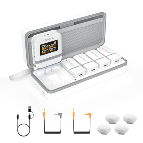 COMICA Vimo Q 4 Channel Wireless Lavalier Microphone with 48kHz/24bit Sound - color: White