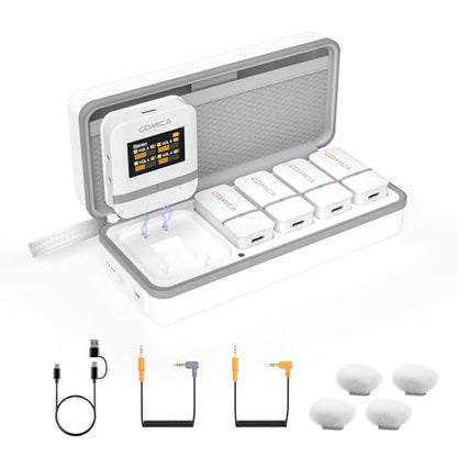 COMICA Vimo Q 4 Channel Wireless Lavalier Microphone with 48kHz/24bit Sound - color: White