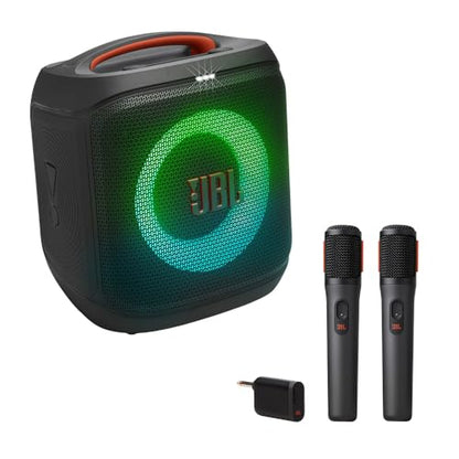 JBL PartyBox Encore Essential 2 Portable Party Speaker Bundle with Wireless Microphone System (Black)