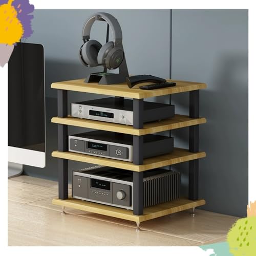 Desktop Audio Rack Stereo Cabinet 2 3 4 Tier AV Media Stand Desktop Amplifier Audio Rack for Home Theater，Office，Gaming Room(Light Walnut,4-Tier) - color: Light Walnut, size: 4-Tier