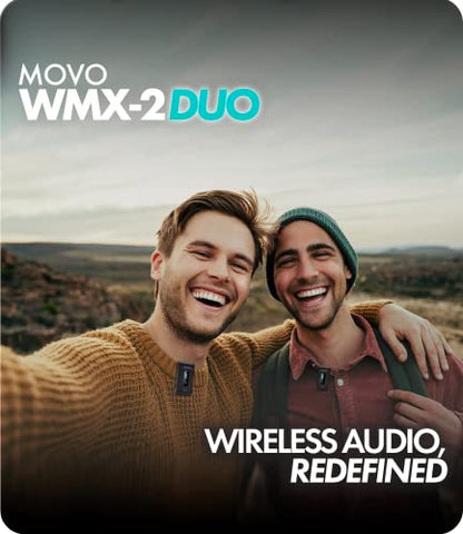 Movo WMX-2-DUO Wireless Camera Microphone Lapel Mic with Charging Case - Lav Mic, Wireless Lapel Microphone 2.4GHz Lavalier, Lav Mic for Vlogging, DSLR, Computer - style: 2 Transmitters