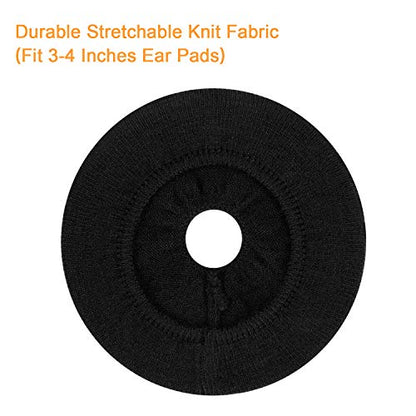 Earpads Sweater Cover Protectors with Stretchable Knit Fabric for Beats Studio 3/2 Bose QC35 25 15 Headphones and Other Headsets with 3-4 Inch Ear Cushions [ 2 Pairs ] (Black) - color: Black