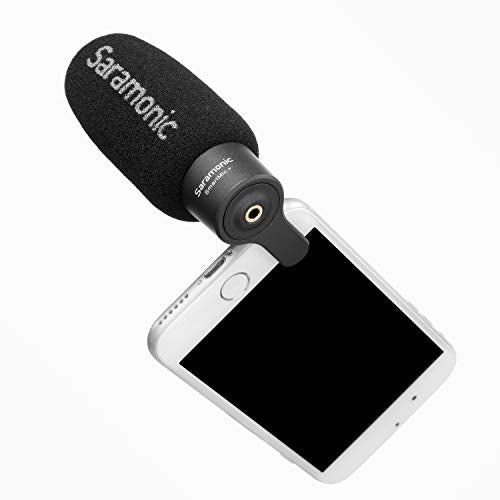 TRRS Plug and Play Directional Microphone, Saramonic Video Shotgun Mic with Monitor for iPhone8 7 6 Android & Windows Smartphones,for Youtube,Interview,Studio,Video Recording,Vlog,Noise Cancelling Mic | Cardioid directional microphone with 3.5mm TRRS plug