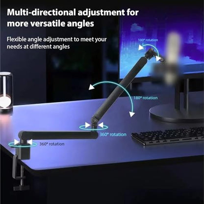 Adjustable Microphone Boom Arm Stand 360° Rotation Desktop Mic Holder