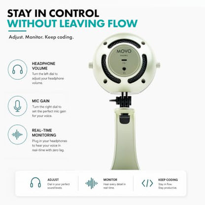Movo WebMic USB Dictation Microphone in Silver – Cardioid for Vibe Coding - color: Palladian Silver
