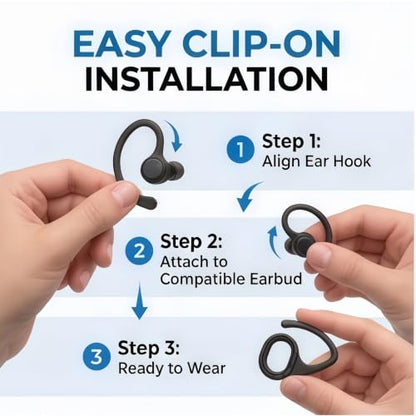 Adjustable Ear Hooks 2 Pairs Compatible with JBL Tune Buds, Clip On Earbud Hooks, Anti-Drop Secure Fit for Running, Gym, Workout, Cycling, Lightweight Earbuds Accessories